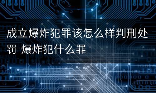 成立爆炸犯罪该怎么样判刑处罚 爆炸犯什么罪