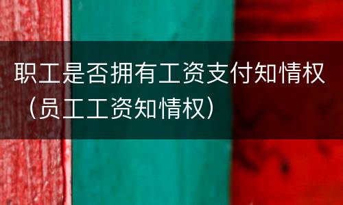 职工是否拥有工资支付知情权（员工工资知情权）