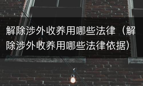 解除涉外收养用哪些法律（解除涉外收养用哪些法律依据）
