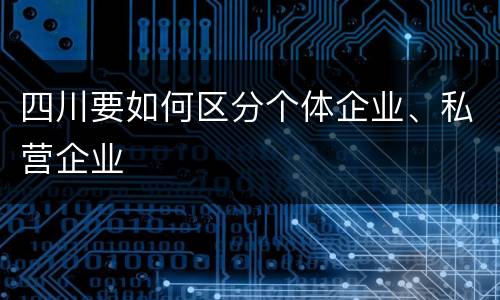 四川要如何区分个体企业、私营企业
