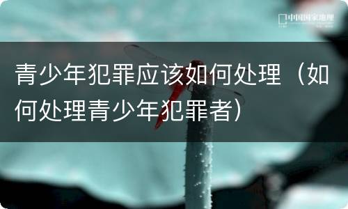 青少年犯罪应该如何处理（如何处理青少年犯罪者）
