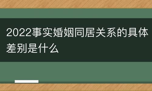 2022事实婚姻同居关系的具体差别是什么