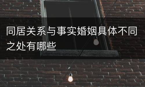 同居关系与事实婚姻具体不同之处有哪些