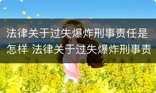 法律关于过失爆炸刑事责任是怎样 法律关于过失爆炸刑事责任是怎样划分的