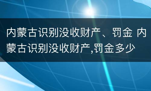 内蒙古识别没收财产、罚金 内蒙古识别没收财产,罚金多少