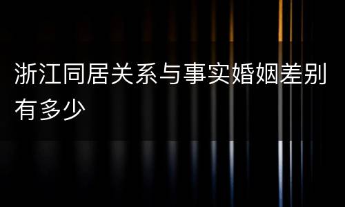 浙江同居关系与事实婚姻差别有多少