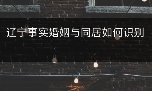 辽宁事实婚姻与同居如何识别