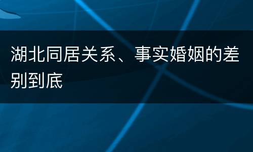 湖北同居关系、事实婚姻的差别到底