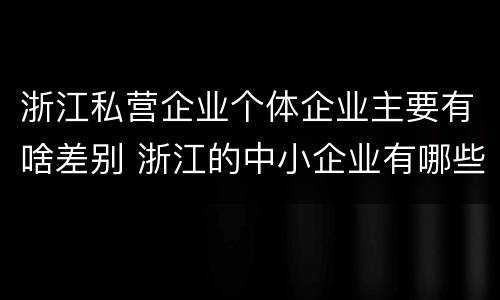 浙江私营企业个体企业主要有啥差别 浙江的中小企业有哪些