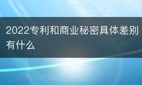 2022专利和商业秘密具体差别有什么