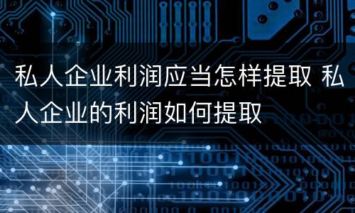 私人企业利润应当怎样提取 私人企业的利润如何提取