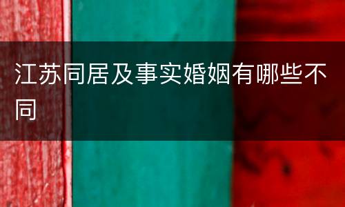 江苏同居及事实婚姻有哪些不同