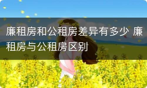 廉租房和公租房差异有多少 廉租房与公租房区别