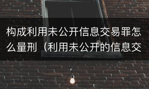 构成利用未公开信息交易罪怎么量刑（利用未公开的信息交易罪标准2019）