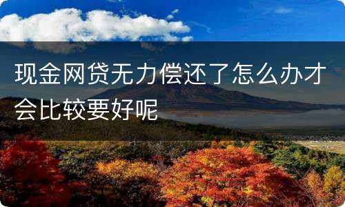 现金网贷无力偿还了怎么办才会比较要好呢