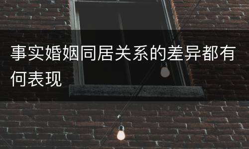 事实婚姻同居关系的差异都有何表现