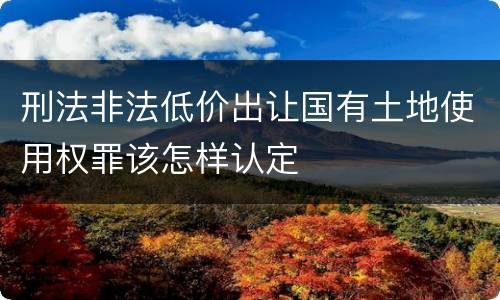 刑法非法低价出让国有土地使用权罪该怎样认定