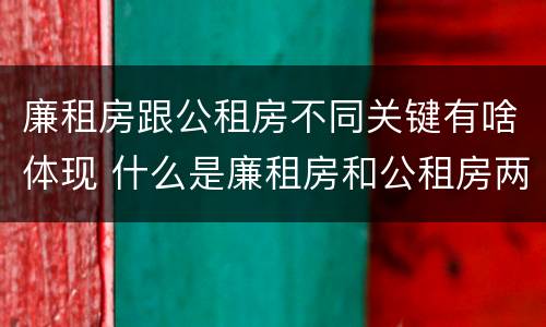 廉租房跟公租房不同关键有啥体现 什么是廉租房和公租房两个有什么特点