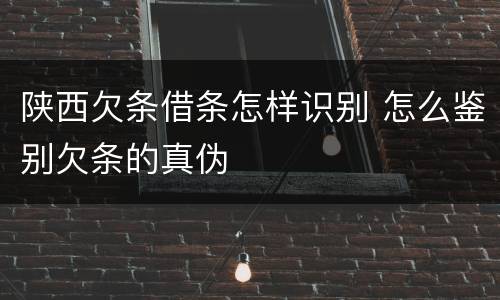 陕西欠条借条怎样识别 怎么鉴别欠条的真伪