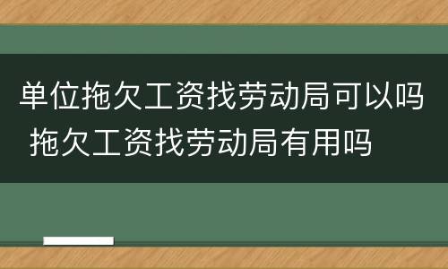 单位拖欠工资找劳动局可以吗 拖欠工资找劳动局有用吗