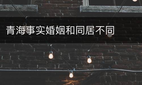 青海事实婚姻和同居不同