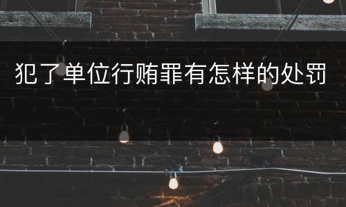 犯了单位行贿罪有怎样的处罚