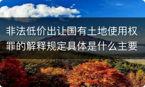 非法低价出让国有土地使用权罪的解释规定具体是什么主要内容