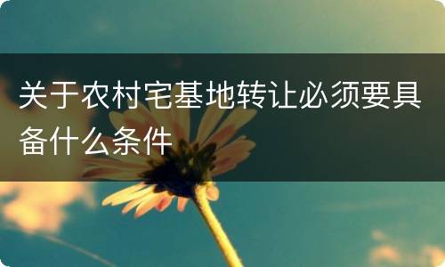 关于农村宅基地转让必须要具备什么条件