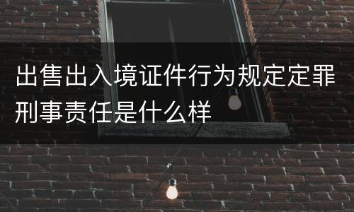 出售出入境证件行为规定定罪刑事责任是什么样