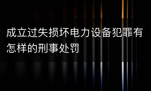 成立过失损坏电力设备犯罪有怎样的刑事处罚