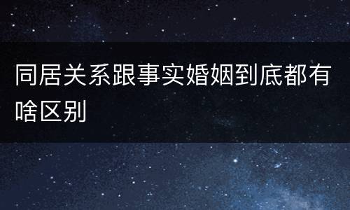 同居关系跟事实婚姻到底都有啥区别