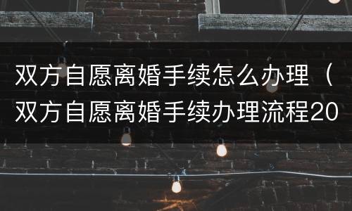 双方自愿离婚手续怎么办理（双方自愿离婚手续办理流程2022年）