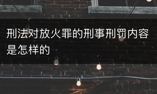 刑法对放火罪的刑事刑罚内容是怎样的