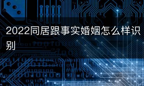 2022同居跟事实婚姻怎么样识别