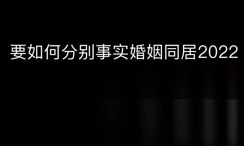 要如何分别事实婚姻同居2022