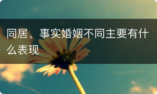 同居、事实婚姻不同主要有什么表现