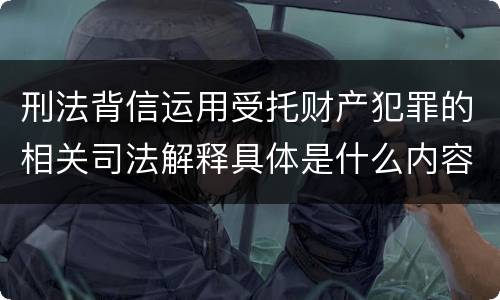 刑法背信运用受托财产犯罪的相关司法解释具体是什么内容