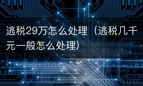 逃税29万怎么处理（逃税几千元一般怎么处理）