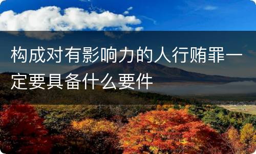 构成对有影响力的人行贿罪一定要具备什么要件