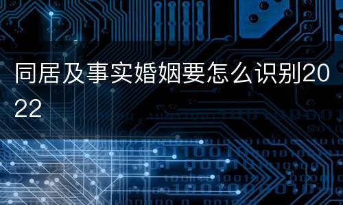 同居及事实婚姻要怎么识别2022