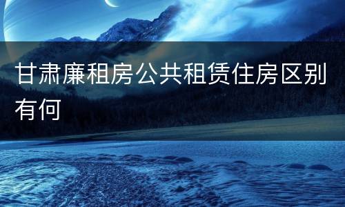 甘肃廉租房公共租赁住房区别有何