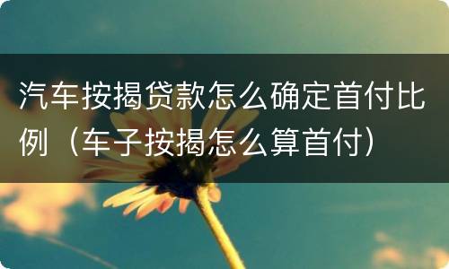 汽车按揭贷款怎么确定首付比例（车子按揭怎么算首付）