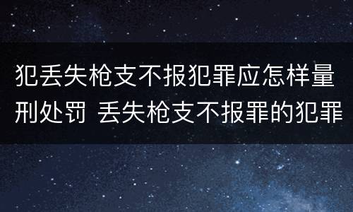 犯丢失枪支不报犯罪应怎样量刑处罚 丢失枪支不报罪的犯罪主体