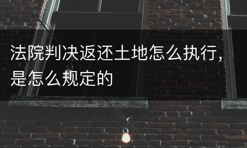 法院判决返还土地怎么执行，是怎么规定的