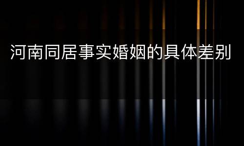 河南同居事实婚姻的具体差别