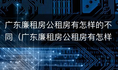 广东廉租房公租房有怎样的不同（广东廉租房公租房有怎样的不同条件）