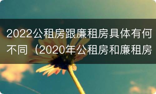 2022公租房跟廉租房具体有何不同（2020年公租房和廉租房的区别）