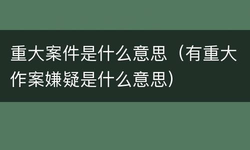 重大案件是什么意思（有重大作案嫌疑是什么意思）