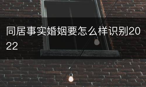 同居事实婚姻要怎么样识别2022