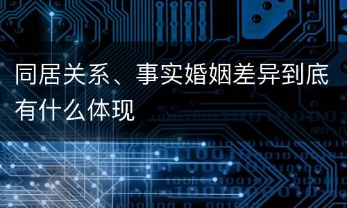 同居关系、事实婚姻差异到底有什么体现